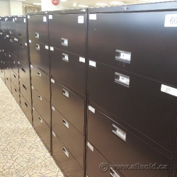 Black Hon 5 Drawer Lateral File Cabinet w/ Work Shelf